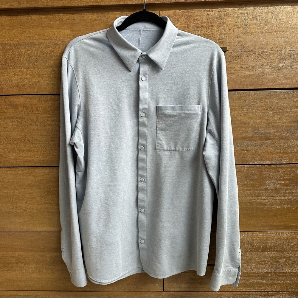 Men's Lululemon Commission Long-Sleeve Shirt with Pocket Size Large Blue